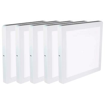 Kit Plafon LED Quadrado de Sobrepor 24W - 6500K Com 5 Unidades (520,0015) - Noll LED - Ritec Máquinas e Ferramentas