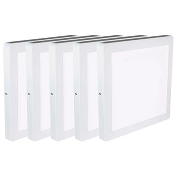 Kit Plafon LED Quadrado de Sobrepor 24W - 3000K Com 5 Unidades (520,0055) - Noll LED - Ritec Máquinas e Ferramentas