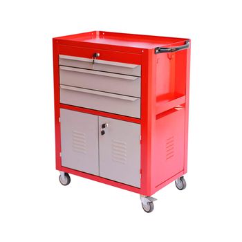 Carrinho Para Ferramentas Fechado Com 3 Gavetas Vermelho (C06) - Fercar - Ritec Máquinas e Ferramentas