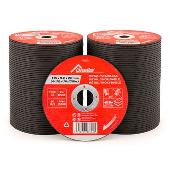 Kit Disco de Corte 4.1/2'' x 3,2mm x 7/8'' Com 200 Unidades (744138) - Onsite - Ritec Máquinas e Ferramentas