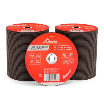 Kit Disco de Corte 7'' x 3,2mm x 7/8'' Com 100 Unidades (744153) - Onsite - Ritec Máquinas e Ferramentas