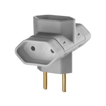 Pino Bipolar Cinza Tipo ''T'' Com 3 Saídas 10A - 250v (1213) - Ilumi - Ritec Máquinas e Ferramentas