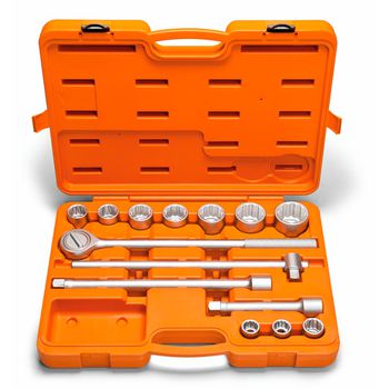 Maleta Com Soquetes Estriados e Acessórios 3/4'' - 14 Peças (44853/214) - Tramontina Pro - Ritec Máquinas e Ferramentas