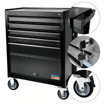 Carrinho Fechado Para Ferramentas Com 5 Gavetas e 1 Porta Preto (44950/959) - Tramontina Pro - Ritec Máquinas e Ferramentas