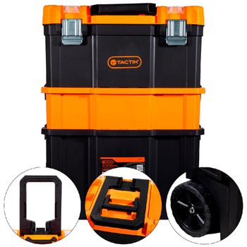 Caixa de Ferramentas Modular 3x1 Com Rodas (583,0004) - Tactix - Ritec Máquinas e Ferramentas