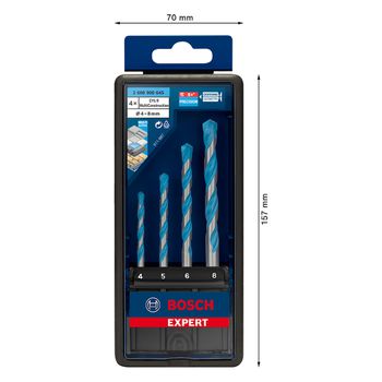 Kit Brocas Bosch EXPERT CYL-9 MultiConstruction Diâmetro 4-5-6-8 mm - Ritec Máquinas e Ferramentas
