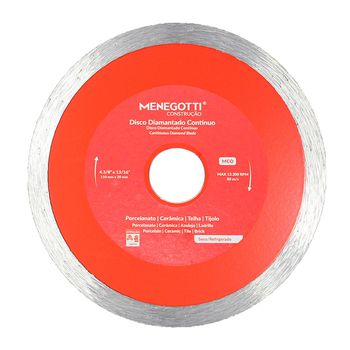 Disco Diamantado Contínuo 110mm MCO (63030114) -Menegotti - Ritec Máquinas e Ferramentas