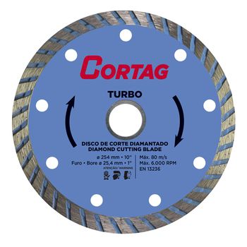 Disco de Corte Diamantado Turbo 254mm (61617) - Cortag - Ritec Máquinas e Ferramentas