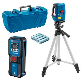 Combo Nível de Linha Com Tripé e Trena Digital a Laser 25m (0615A002B2) - Bosch - Ritec Máquinas e Ferramentas