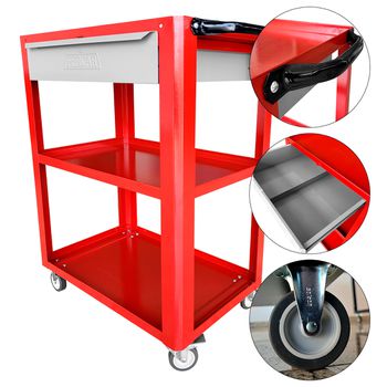 Carrinho Para Ferramentas Aberto Com 1 Gaveta Vermelho (CS02) - Fercar - Ritec Máquinas e Ferramentas
