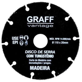 Disco de Serra Com Tungstênio Para Madeira 110 x 20mm (706,0001) - Graff Vantage - Ritec Máquinas e Ferramentas