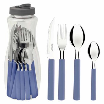 Faqueiro Gamboa em Inox Com 16 Peças Azul (23197/100) - Tramontina - Ritec Máquinas e Ferramentas