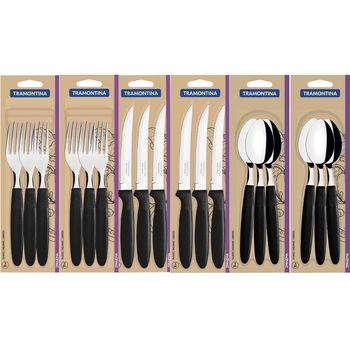 Jogo de Garfos, Facas e Colheres Ipanema Preto Com 18 Unidades - Tramontina - Ritec Máquinas e Ferramentas