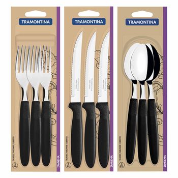 Jogo de Garfos, Facas e Colheres Ipanema Preto Com 9 Unidades - Tramontina - Ritec Máquinas e Ferramentas