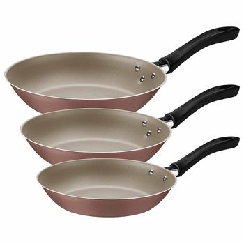 Jogo de Frigideiras Linz Marrom em Alumínio Antiaderente 3 Peças (20297/309) - Tramontina - Ritec Máquinas e Ferramentas