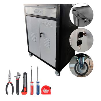 Carrinho Para Ferramentas Preto Com 1 Gaveta + Jogo de Ferramentas 6 Peças - Fercar - Ritec Máquinas e Ferramentas