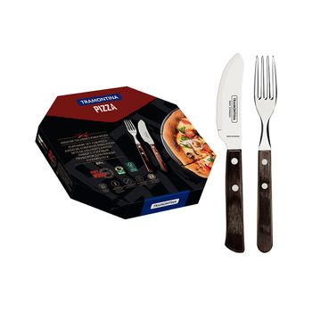Jogo de Talheres para Pizza em Inox e Cabo Polywood Castanho 8 Peças - Tramontina - Ritec Máquinas e Ferramentas