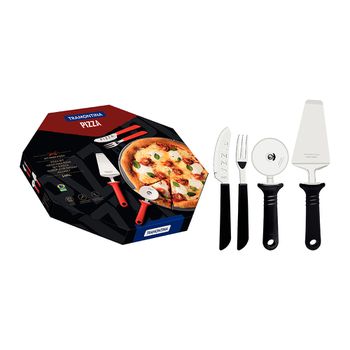 Kit Pizza em Inox e Cabos de Polipropileno Preto 14 Peças - Tramontina - Ritec Máquinas e Ferramentas