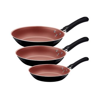 Jogo de Frigideiras Caribe Antiaderente Preto 03 Peças - Tramontina - Ritec Máquinas e Ferramentas