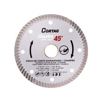 Disco Diamantado Chanfro 45º 115x22,2mm 61907 - Cortag - Ritec Máquinas e Ferramentas