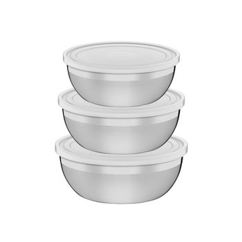 Jogo de Potes Freezinox em Aço Inox e Tampa Plástica 3 Peças - Tramontina - Ritec Máquinas e Ferramentas