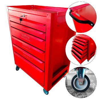 Carrinho Para Ferramentas Fechado Com 6 Gavetas Todo Vermelho (C08) - Fercar - Ritec Máquinas e Ferramentas