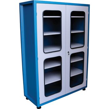 Armário Fechado Com Visor de Vidro e 5 Prateleiras Azul (1517) - Fercar - Ritec Máquinas e Ferramentas