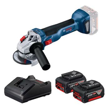 Esmerilhadeira Angular 18V Sem Fio Com Carregador e 2 Baterias (GWS 18V-10) - Bosch - Ritec Máquinas e Ferramentas