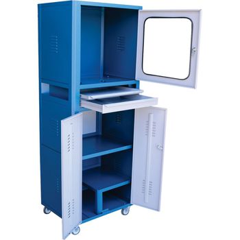 Armário Rack Fechado Com Visor em Vidro Temperado Azul (1520) - Fercar - Ritec Máquinas e Ferramentas