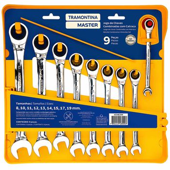 Jogo de Chaves Combinadas Com Catraca 9 Peças (42248/209) - Tramontina - Ritec Máquinas e Ferramentas