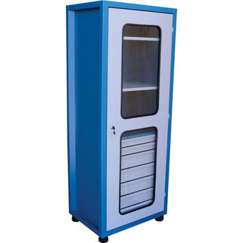 Armário Fechado Com Visor de Vidro, 3 Prateleiras e 7 Gavetas (1521) - Fercar - Ritec Máquinas e Ferramentas