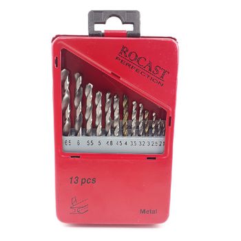 Jogo Brocas Haste Cilíndrica HSS DIN338N 13 peças 1,5 a 6,5mm 5,0159 ROCAST - Ritec Máquinas e Ferramentas
