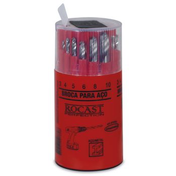 Jogo de Brocas Combinado 18 peças 3,0 a 10,0mm 53,0072 ROCAST - Ritec Máquinas e Ferramentas