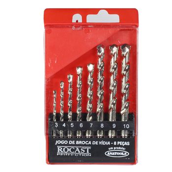 Jogo de Brocas Vídia 8 Peças 3 - 10mm (16,0021) - Rocast - Ritec Máquinas e Ferramentas