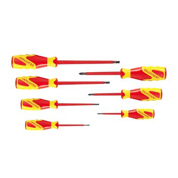 Jogo de Chaves Fenda/Phillips Isoladas VDE 7 Peças 091813 - Gedore - Ritec Máquinas e Ferramentas