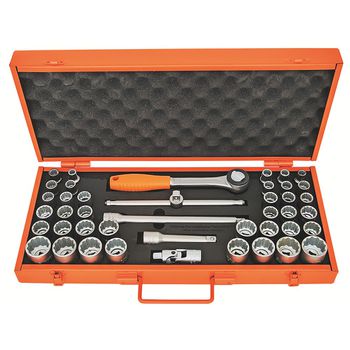 Maleta Com Soquetes Estriados e Acessórios 1/2'' - 43 Peças (44833/443) - Tramontina Pro - Ritec Máquinas e Ferramentas