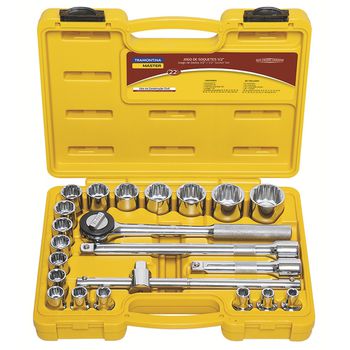 Jogo de Soquetes Estriados 1/2'' Com 22 Peças (43600/022) - Tramontina - Ritec Máquinas e Ferramentas