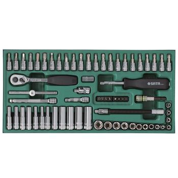 Jogo de Soquetes Sextavados 1/4'' 66 peças (3,5mm à 14mm) Sata - Ritec Máquinas e Ferramentas