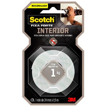 Fita Dupla Face Scotch Fixa Forte Espuma 24mm x 1,5m (HB004613186) - 3M - Ritec Máquinas e Ferramentas