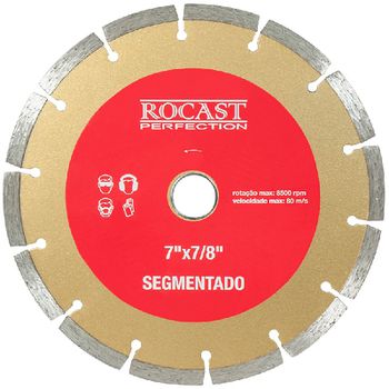 Disco Diamantado Grandes Diâmetros Uso Geral 7 x 7/8pol 34,0004 ROCAST - Ritec Máquinas e Ferramentas