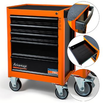 Carrinho Para Ferramentas Com 5 Gavetas Laranja (44950/007) - Tramontina Pro - Ritec Máquinas e Ferramentas