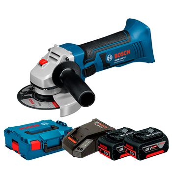 Esmerilhadeira Angular Bateria 4 ½'' GWS 18V-LI, 18V c/ 2 Baterias 4,0Ah,1 Carregador Rápido 220V, em Maleta L-BOXX Bosc... - Ritec Máquinas e Ferramentas