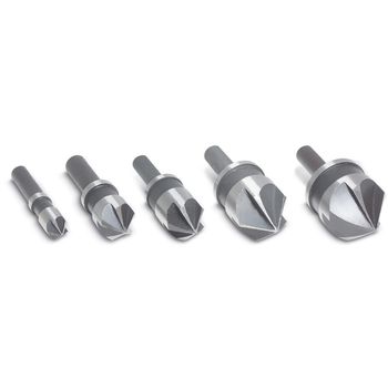 Jogo 5 Escareadores em Aço Rápido HSS 1/4pol a 3/4pol 250,0006 ROCAST - Ritec Máquinas e Ferramentas