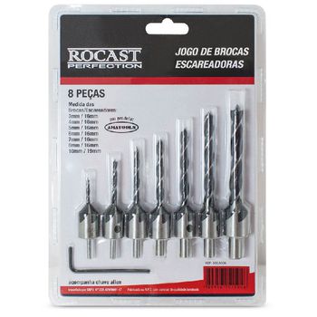 Jogo de Brocas Escareadoras 8 Peças (366,0004) - Rocast - Ritec Máquinas e Ferramentas