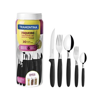 Faqueiro Ipanema em Aço Inox Preto 30 Peças - Tramontina - Ritec Máquinas e Ferramentas