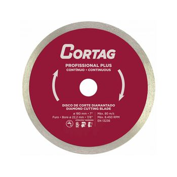 Disco de Corte Diamantado Profissional Plus 180mm 8.450rpm - Cortag - Ritec Máquinas e Ferramentas