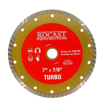 Disco Diamantado Turbo Para Esmerilhadeira 7 x 7/8'' (34,0016) - Rocast - Ritec Máquinas e Ferramentas