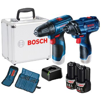Kit Parafusadeira GSR 120-LI e Chave de Impacto GDR 120-LI, 12V 2 baterias e maleta - Bosch - Ritec Máquinas e Ferramentas