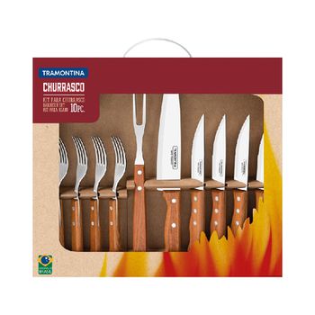 Kit Churrasco 10 Peças em Madeira Natural - Tramontina - Ritec Máquinas e Ferramentas
