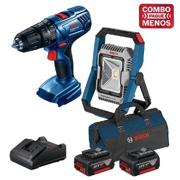 Kit Bosch Furadeira/Parafus + Lanterna + 2 Baterias 18V + Maleta - Bosch - Ritec Máquinas e Ferramentas